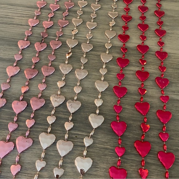 9 Strands Miniature Valentine’s  Day Garland, Fuchsia, Pink & Silver Each 33” - Picture 1 of 7